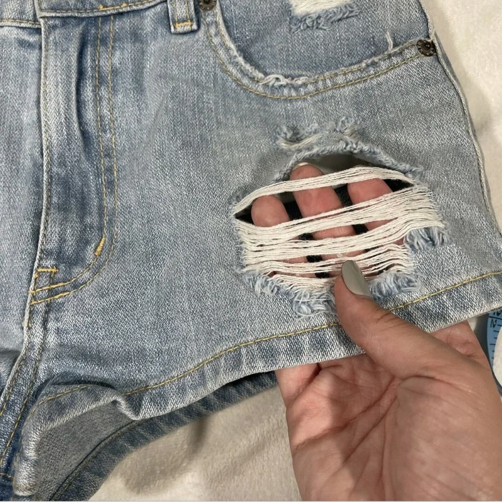 NWT $188 LF x Carmar Calla High Waisted‎ Distressed Denim Shorts [ SZ 26 ] #3914